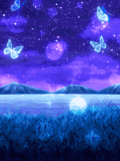 【背景】[天下統一恋の乱]蝶が舞い遊ぶ夜の湖畔