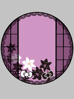 【オブジェ】[ﾊﾛｰｷﾃｨ]百合の咲く丸窓