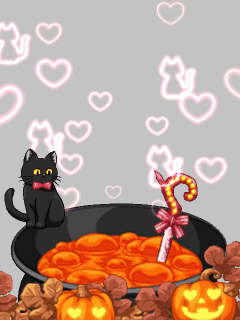 【オブジェ】黒猫のいるｷﾞｬﾙ魔女の釜