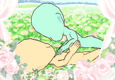 【あいさつ】花畑で抱っこするA