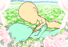 【あいさつ】花畑で抱っこされるB