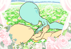 【あいさつ】花畑で抱っこするA