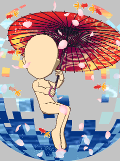 【オブジェ】[さつまい]和傘と桜金魚