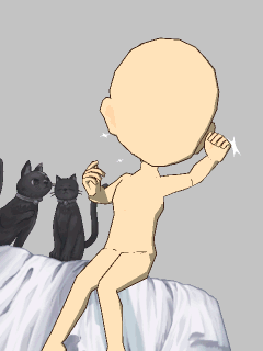 【オブジェ】[ぼるぼる]黒猫と毛づくろい