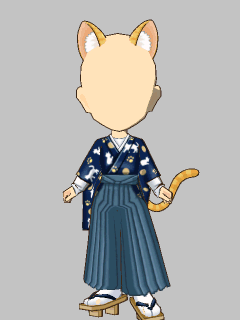 【セット服】ﾄﾗ猫耳尻尾付きﾒﾝｽﾞ袴