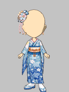 【セット服】[さつまい]桜模様の青着物