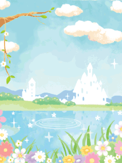 【背景】[ﾌﾗﾜｰﾍﾞｱ]湖の花畑