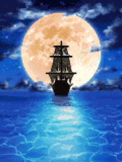 【背景】月に照らされる幽霊船