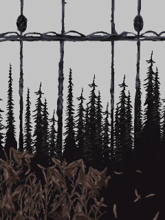 【オブジェ】[yuko]枯れた百合と柵と森