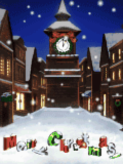 【背景】雪降る聖夜の街