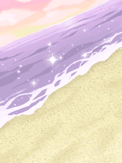 【背景】[一期一会]薄ﾋﾟﾝｸ色の空と浜辺の背景