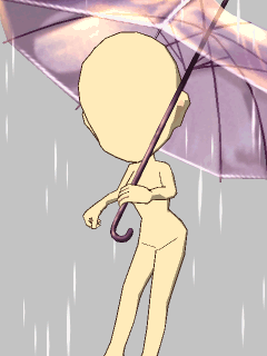 【持ち物２】[花染なぎさ]ﾋﾞﾆｰﾙ傘と雨
