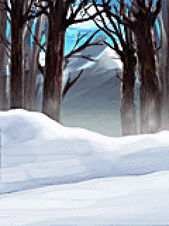 【背景】雪道から覗く雪山