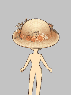 【ぼうし】[momochy]花飾り付きの大きな帽子