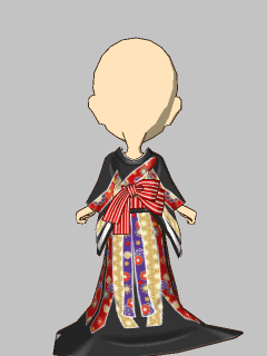 【セット服】抜き襟の柄着物